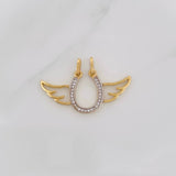 Dije Letra U Alas 2.6g / 3/4 in Dos Oros Amarillo Blanco 18K