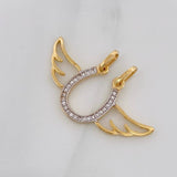 Dije Letra U Alas 2.6g / 3/4 in Dos Oros Amarillo Blanco 18K