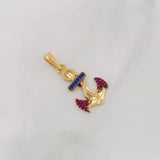 Pendant Anchor 2g / 1 1/4 in Two-Tone Black Yellow 18K