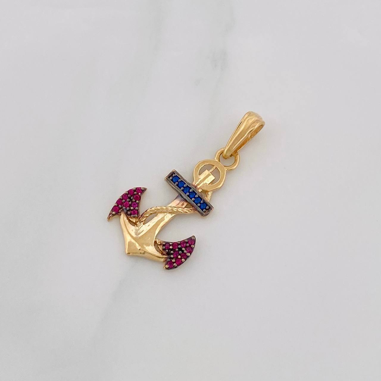 Pendant Anchor 2g / 1 1/4 in Two-Tone Black Yellow 18K
