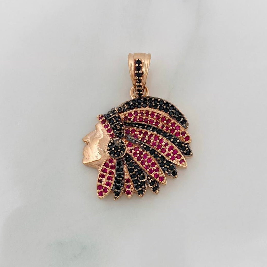 Pendant Indian 6.25g / 1 1/4 in Two-Tone Black Rose 18K