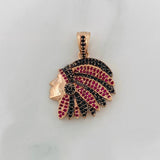 Pendant Indian 6.25g / 1 1/4 in Two-Tone Black Rose 18K