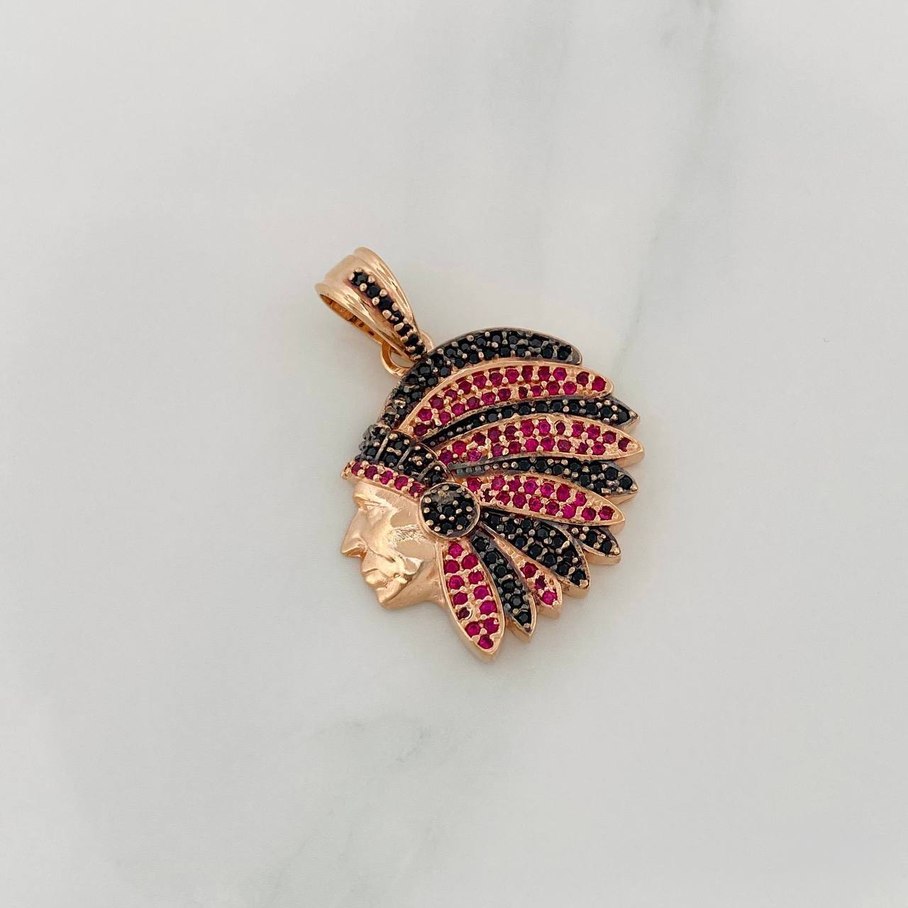 Pendant Indian 6.25g / 1 1/4 in Two-Tone Black Rose 18K
