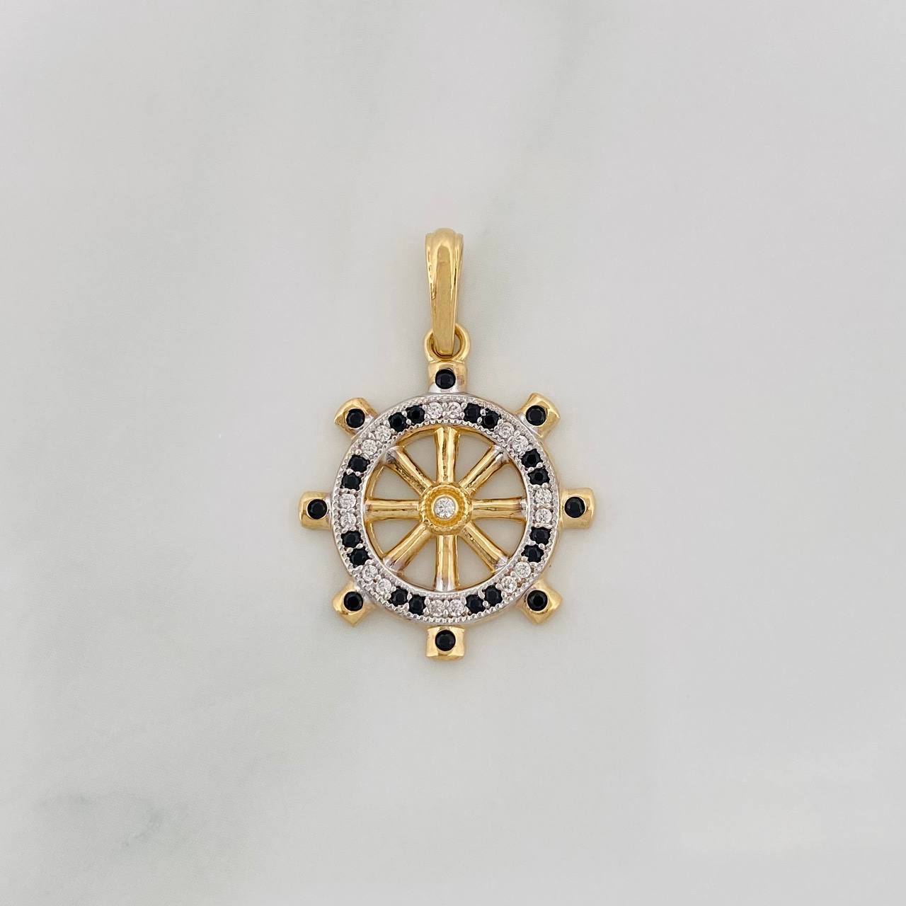 Dije Timón 2.45g / 1 in Dos Oros Blanco Amarillo 18K