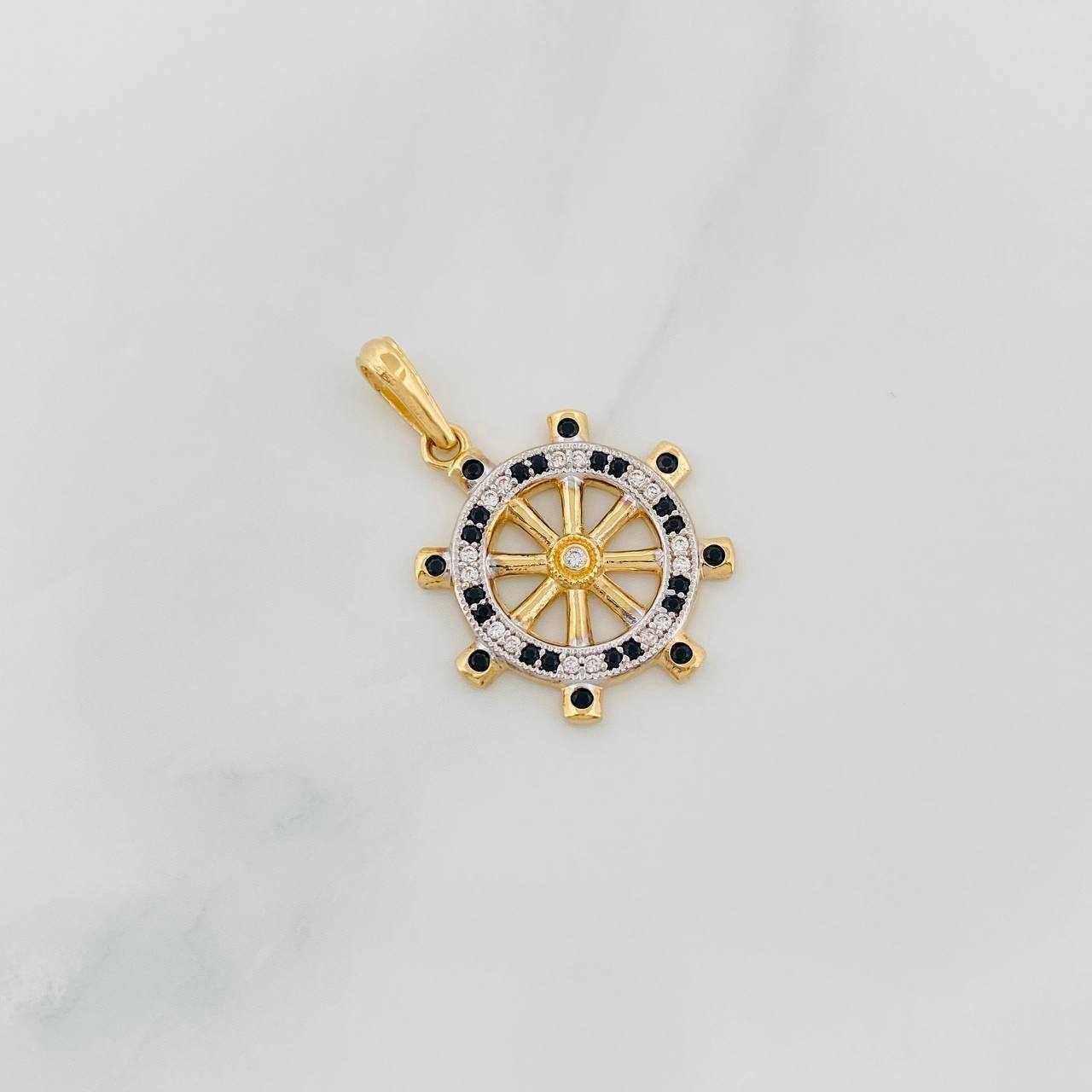 Dije Timón 2.45g / 1 in Dos Oros Blanco Amarillo 18K