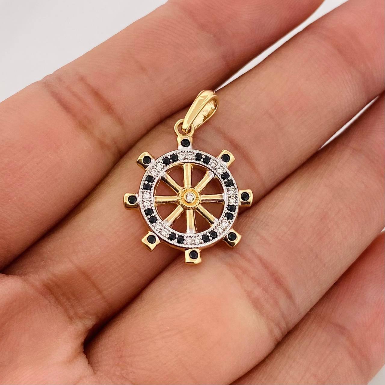 Dije Timón 2.45g / 1 in Dos Oros Blanco Amarillo 18K