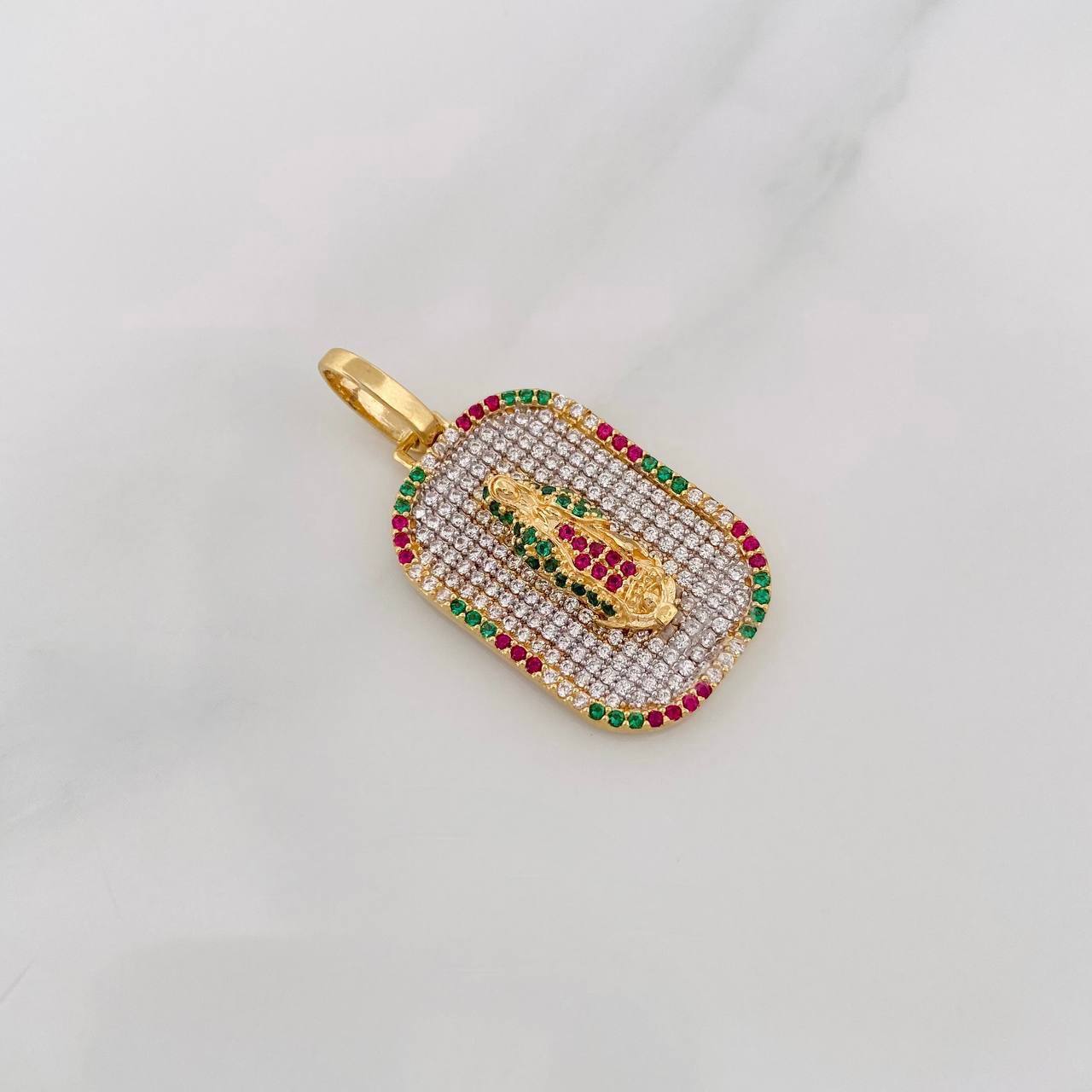 Dije Virgen de Guadalupe 5.7g / 1 1/4 in Dos Oros Amarillo Blanco 18K