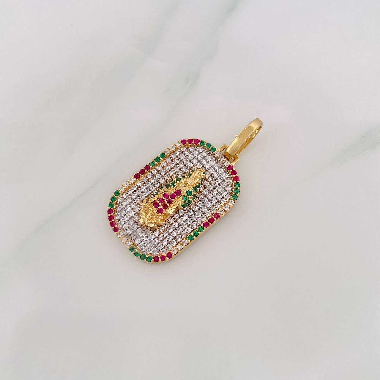 Dije Virgen de Guadalupe 5.7g / 1 1/4 in Dos Oros Amarillo Blanco 18K
