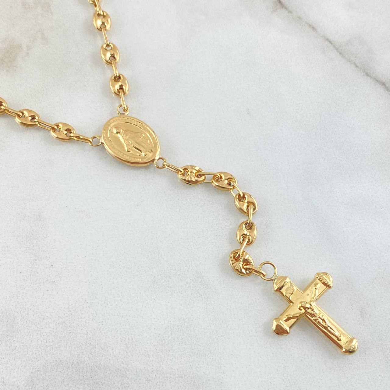 Rosary GC Virgin Miraculous Christ Cross 10.7gr / 55cm / 18K Gold