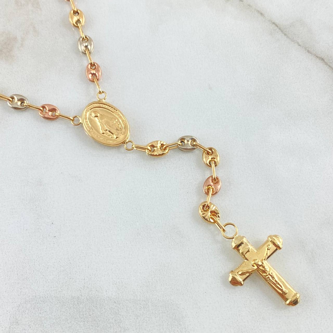 Rosary GC Virgin Miraculous Christ Cross 9.25gr / 21.7in / 18K Gold
