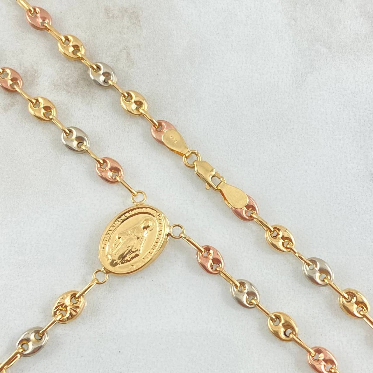 Rosary GC Virgin Miraculous Christ Cross 9.25gr / 21.7in / 18K Gold