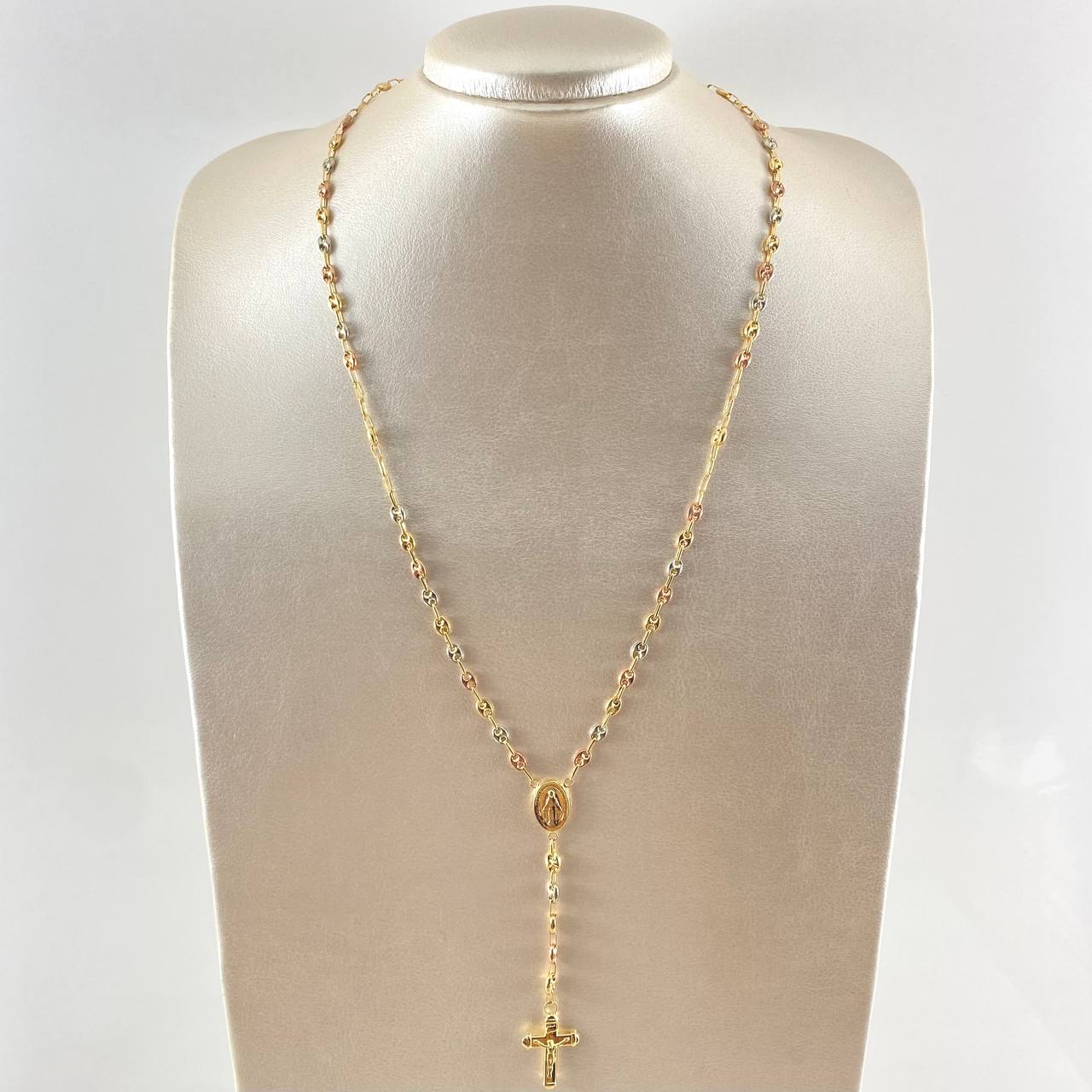 Rosary GC Virgin Miraculous Christ Cross 9.25gr / 21.7in / 18K Gold
