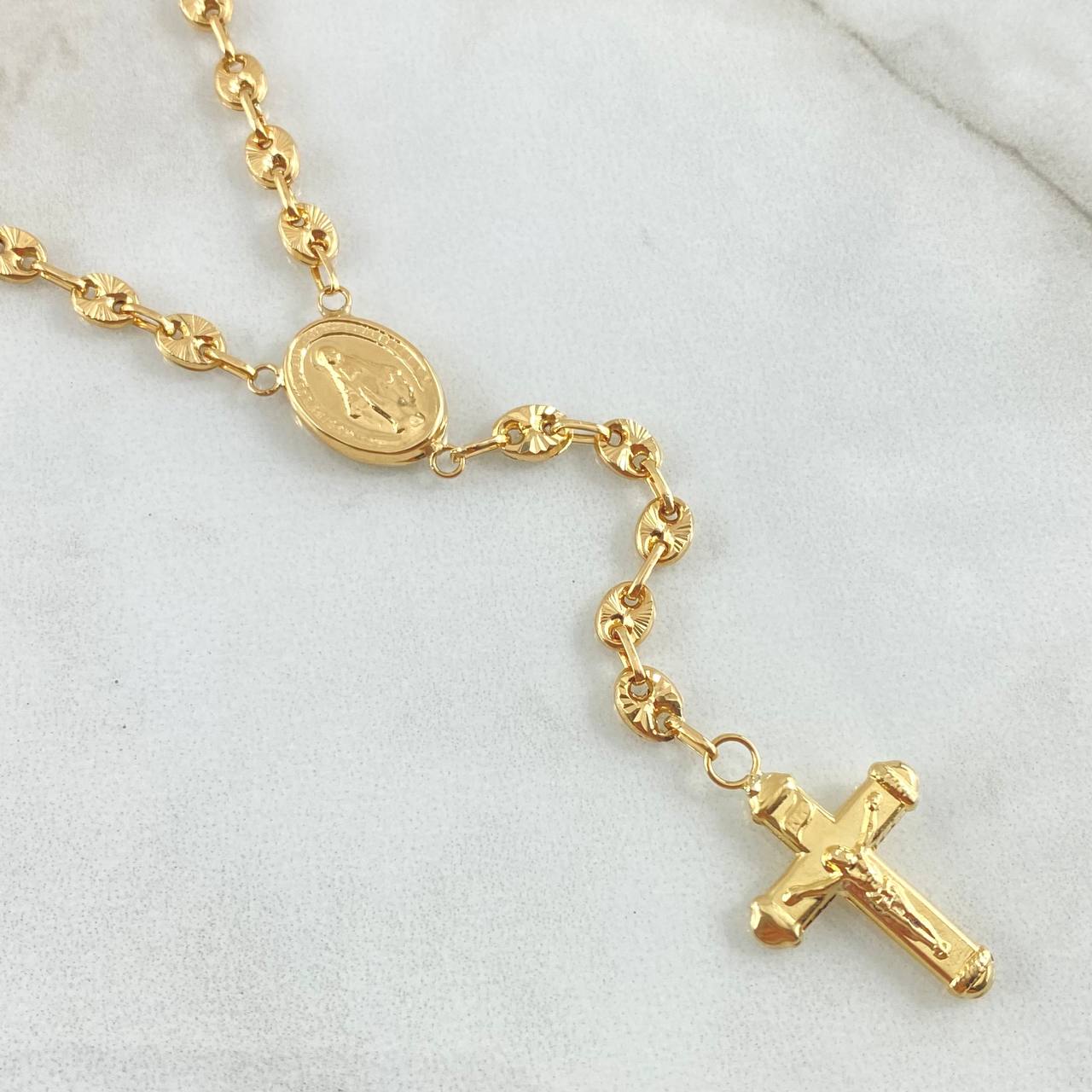 Rosary Gc Virgin Miraculous Christ Cross 10.4gr / 21.7in / 18K Gold ©