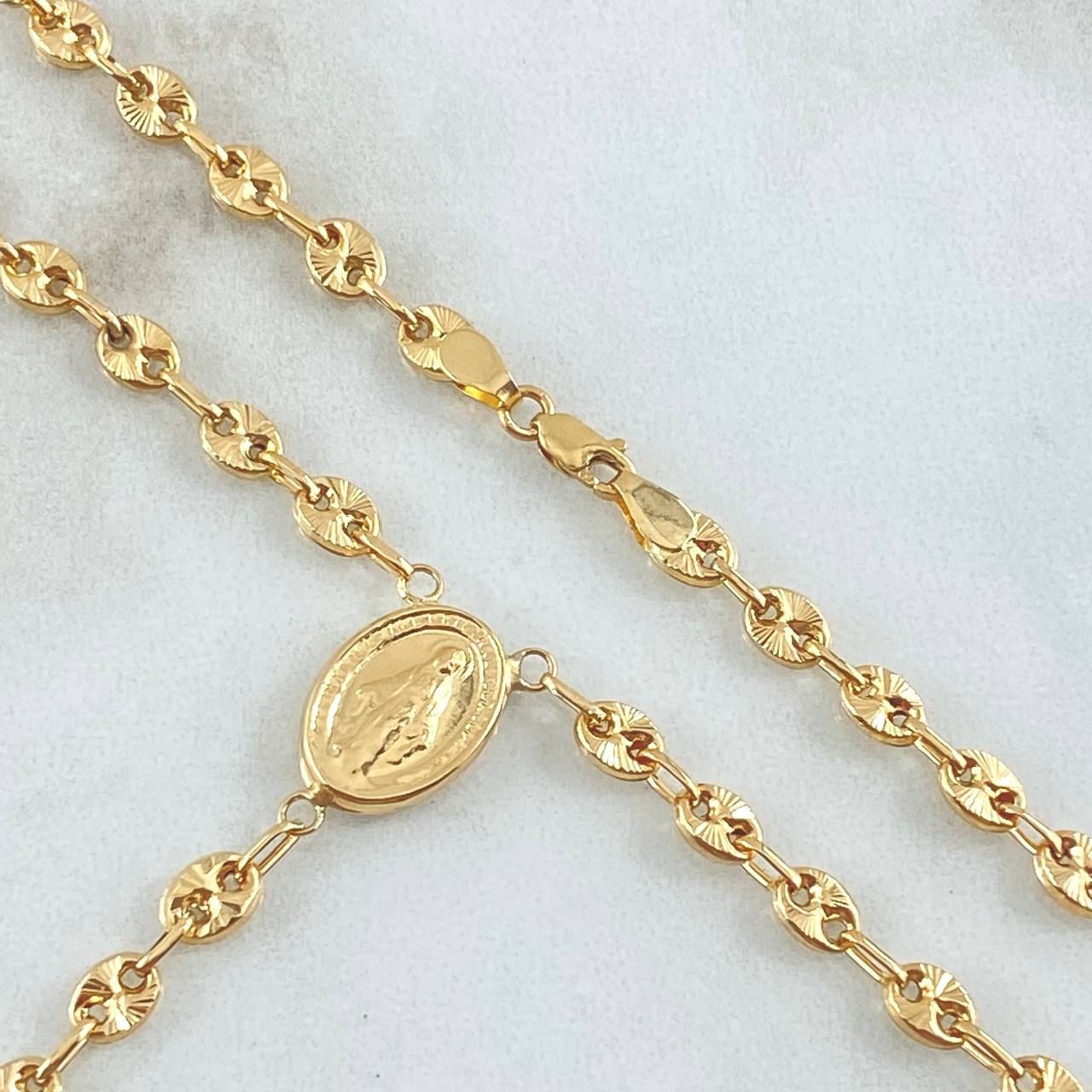 Rosary GC Virgin Miraculous Christ Cross 10.25gr / 55cm / 18K Gold