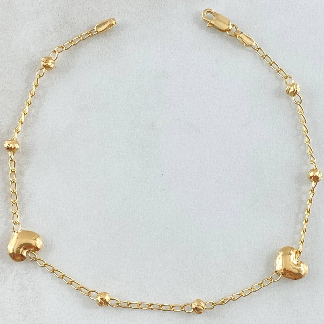 Pulso Espiga Corazones 2.1gr / 18.5cm / Oro 18K
