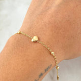 Pulso Espiga Corazones 2.1gr / 18.5cm / Oro 18K