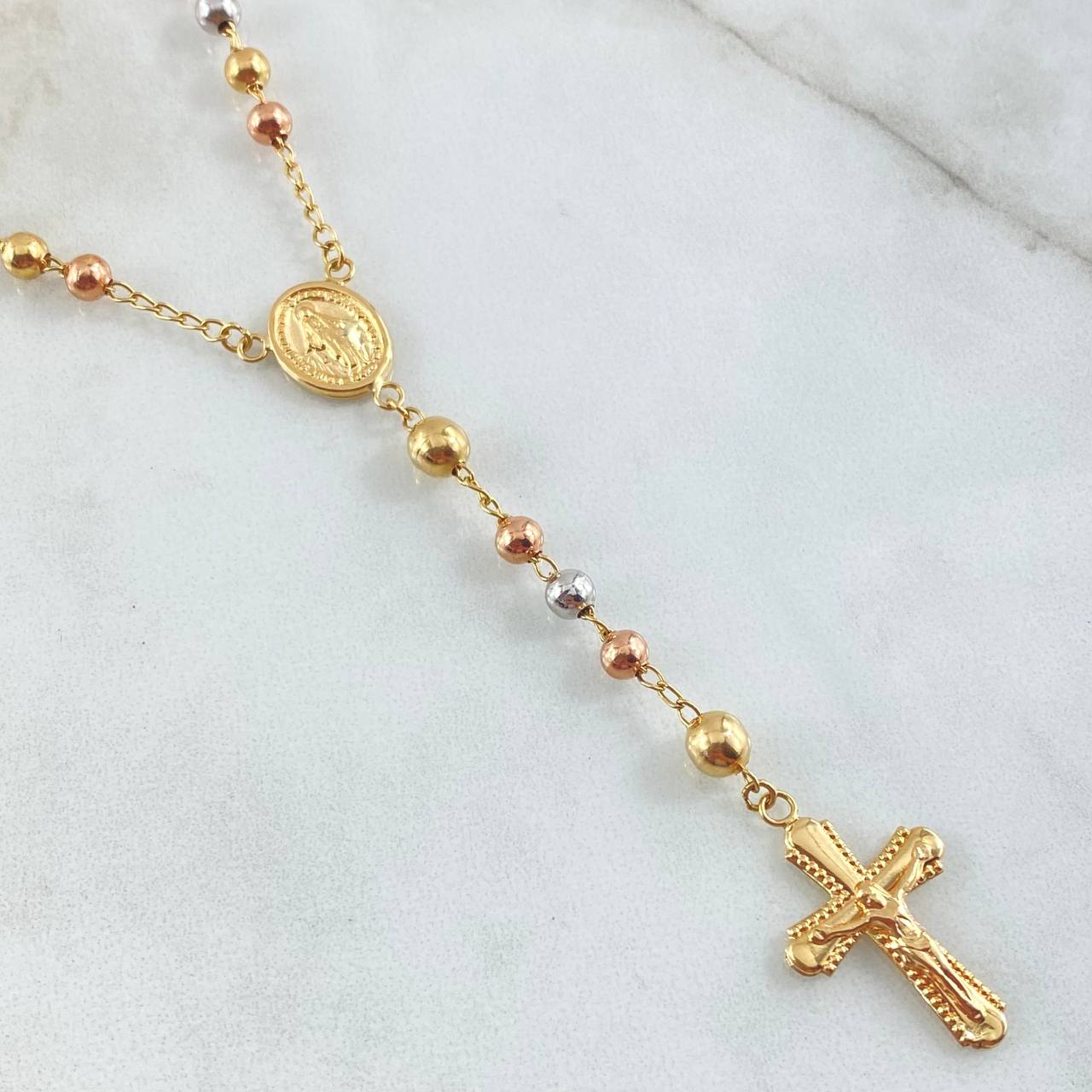 Cadena Virgen Milagrosa Cruz Cristo 13.4gr / 50cm / Oro 18K ©