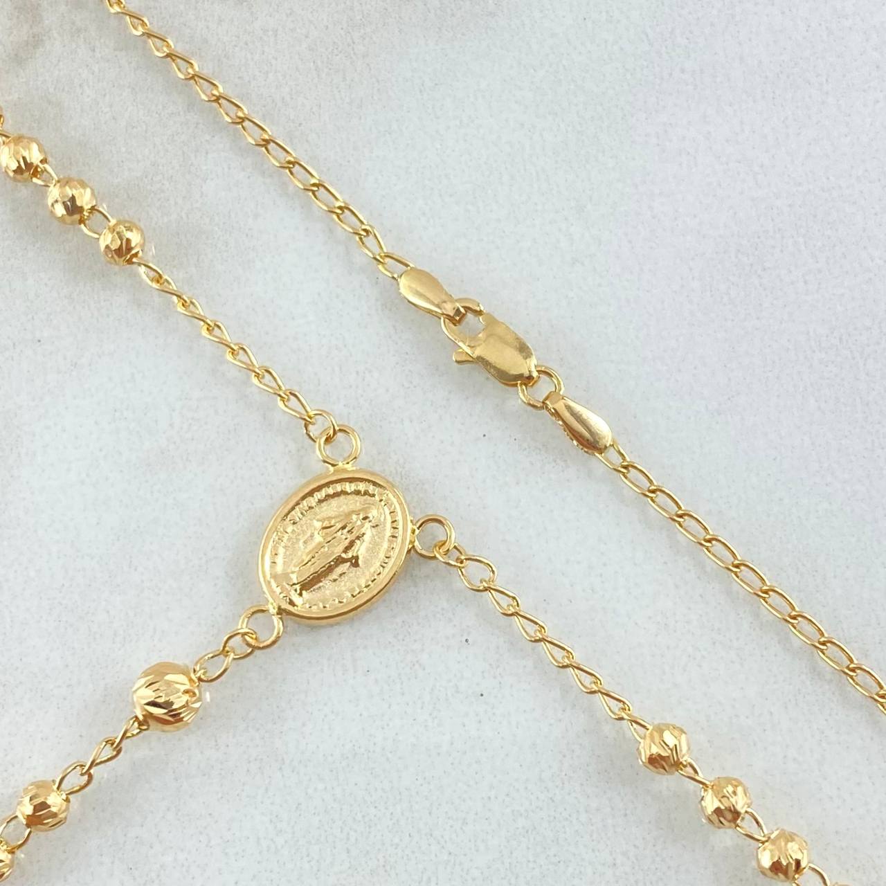 Miraculous Virgin Rosary Cross Polished 7.6gr / 19.7in / 18K Gold ©