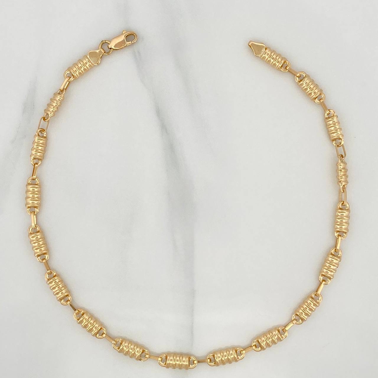 Tobillera Rustica Barril 5.25 g / 11 in / 4.2 mm Oro Amarillo 18K