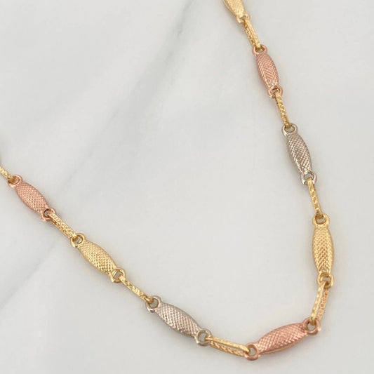 Rustic Link Chain 8.85 g / 24 in / 3.3 mm Three Golds 18K