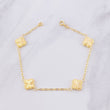 Pulso Aro Seguido Trébol Diamantado 2.9g / 7 1/4 in / 1.65mm Oro Amarillo 18K