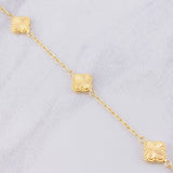 Pulso Aro Seguido Trébol Diamantado 2.9g / 7 1/4 in / 1.65mm Oro Amarillo 18K