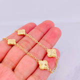 Pulso Aro Seguido Trébol Diamantado 2.9g / 7 1/4 in / 1.65mm Oro Amarillo 18K