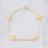Classic Link Bracelet Clover Diamond Cut 2.4g / 7 1/4 in / 1.65mm 18K Yellow Gold