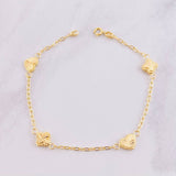 Classic Link Bracelet Clover and Heart Diamond Cut 2.05g / 7 in / 1.65mm 18K Yellow Gold