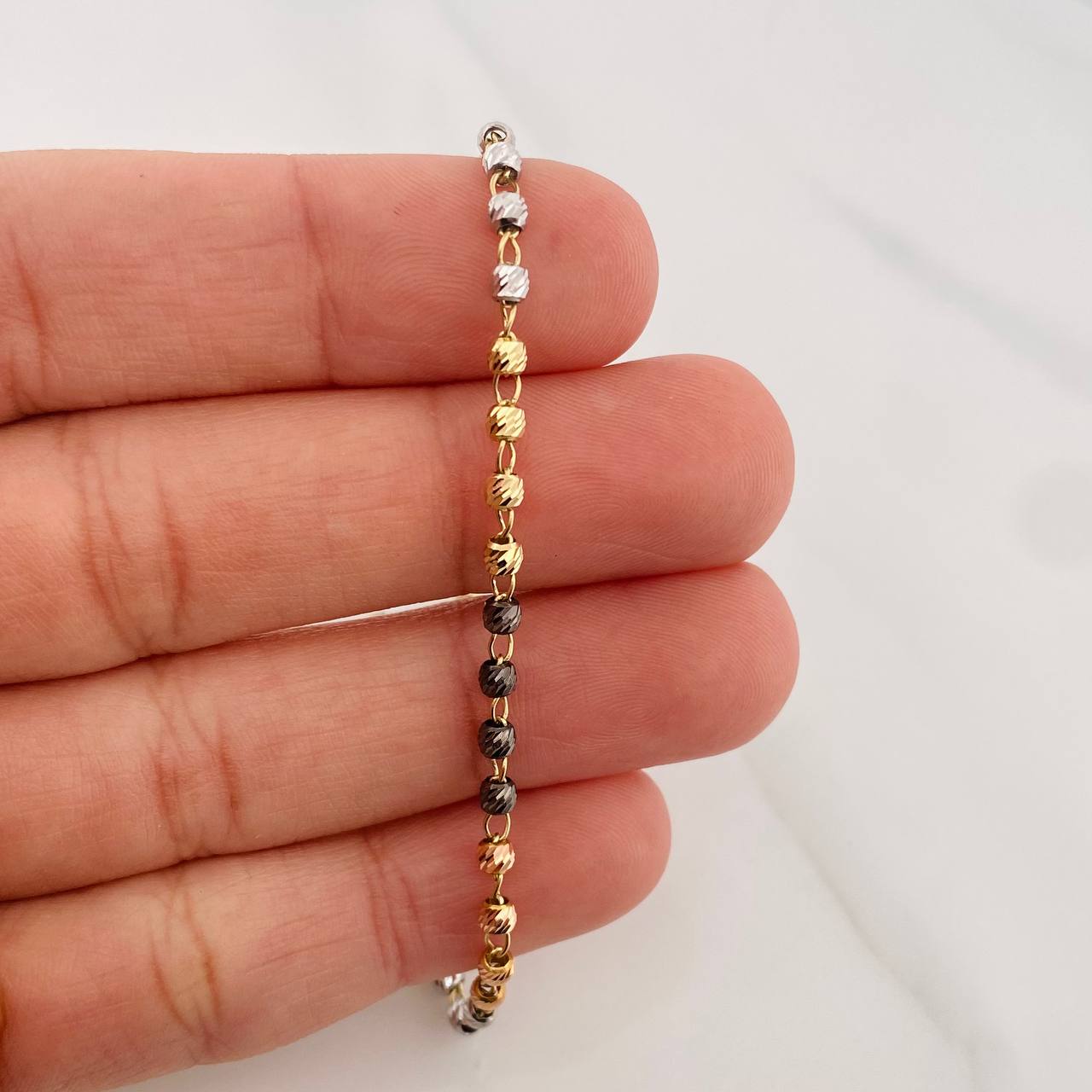 Bracelet Military Type 2.5 g / 7 3/4 in / 3 mm Three Golds 18K