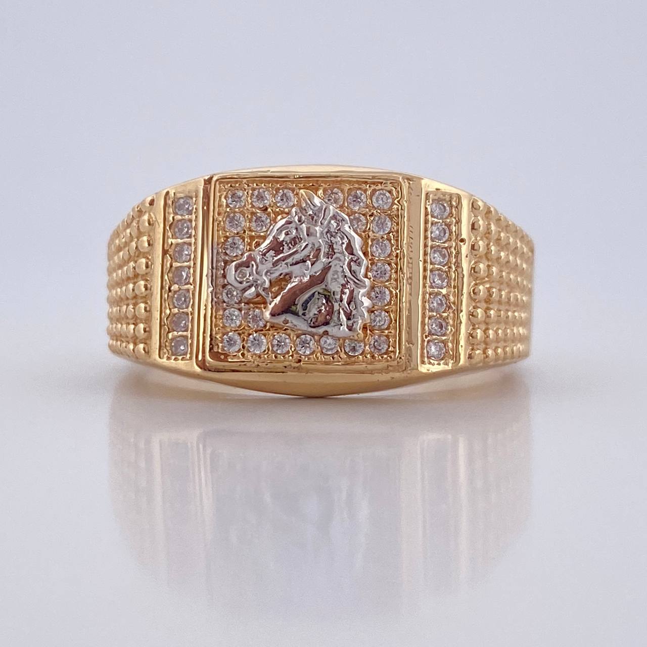 Horse Signet Ring 7.5gr / Size 10 1/2 / 18K Gold &
