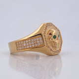 Skull Signet Ring 8.8gr / Size 10 1/4 / 18K Gold &