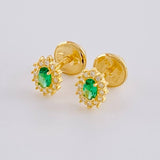 Stud Earrings Halo Oval 0.7 g / in / 6.1 mm Yellow Gold 18K