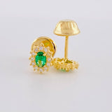 Stud Earrings Halo Oval 0.7 g / in / 6.1 mm Yellow Gold 18K