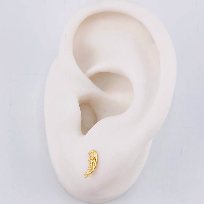Stud Earrings Wings 0.6 g / in / 8 mm Yellow Gold 18K