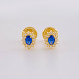Stud Earrings Halo Oval 0.75 g / in / 6 mm Yellow Gold 18K
