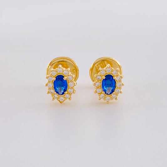 Stud Earrings Halo Oval 0.7 g / in / 6 mm Yellow Gold 18K