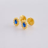 Stud Earrings Halo Oval 0.75 g / in / 6 mm Yellow Gold 18K