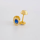 Stud Earrings Halo Oval 0.75 g / in / 6 mm Yellow Gold 18K