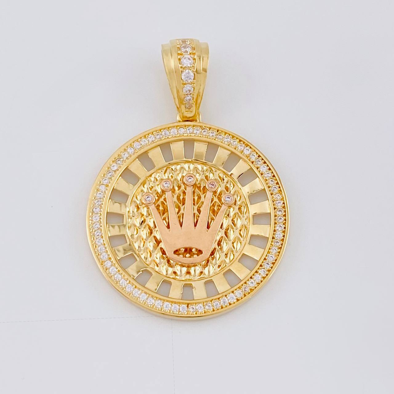 Dije Corona Exclusive 9.4 g / 1 1/2 in Dos Oros Amarillo Rosa 18K
