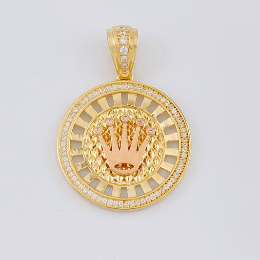 Dije Corona Exclusive 9.4 g / 1 1/2 in Dos Oros Amarillo Rosa 18K