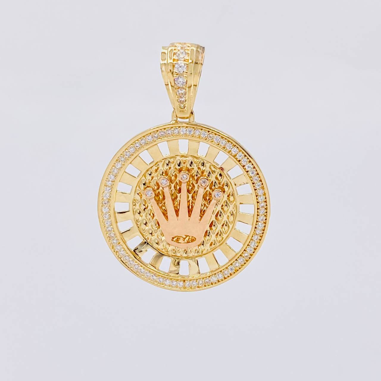 Dije Corona Exclusive 9.4 g / 1 1/2 in Dos Oros Amarillo Rosa 18K