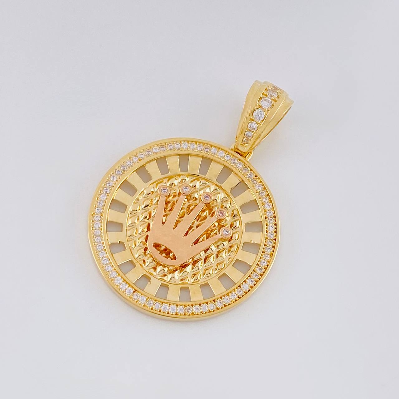 Dije Corona Exclusive 9.4 g / 1 1/2 in Dos Oros Amarillo Rosa 18K
