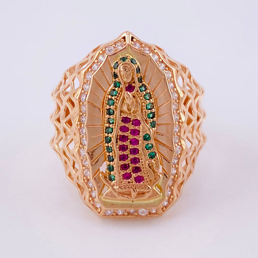 Anillo Virgen Guadalupe 7.7 g / T10 3/4 Oro Rosa 18K