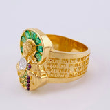 Anillo San Judas 12.1 g / T9 1/4 Dos Oros Amarillo Blanco 18K
