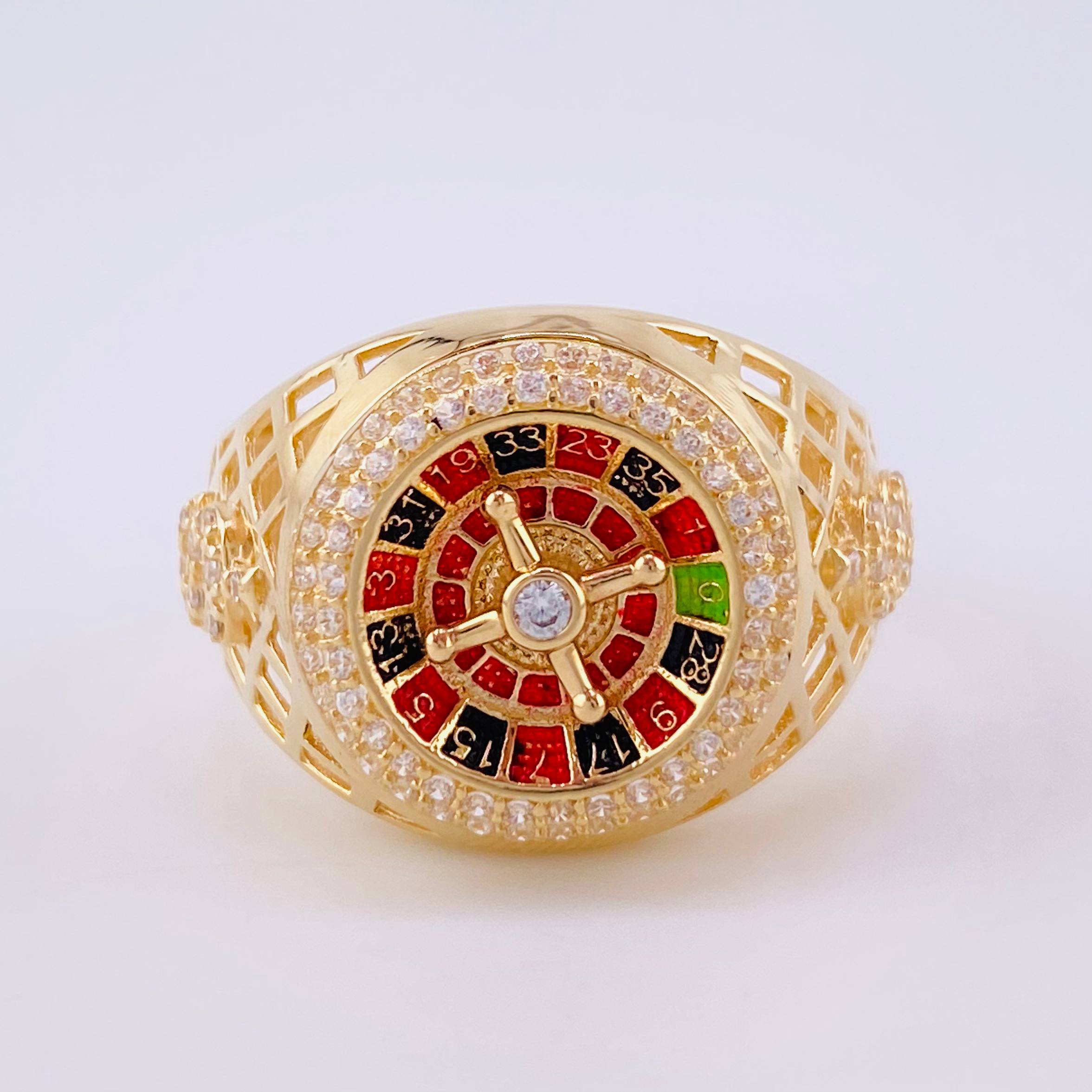 Casino Roulette Ring Mobile 8.85 g / Size 10 3/4 Yellow Gold 18K