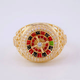 Casino Roulette Ring Mobile 8.85 g / Size 10 3/4 Yellow Gold 18K