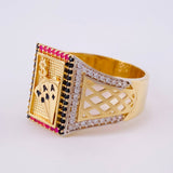 Poker Filigree Ring 7.2 g / Size 10 1/4 Yellow Gold 18K