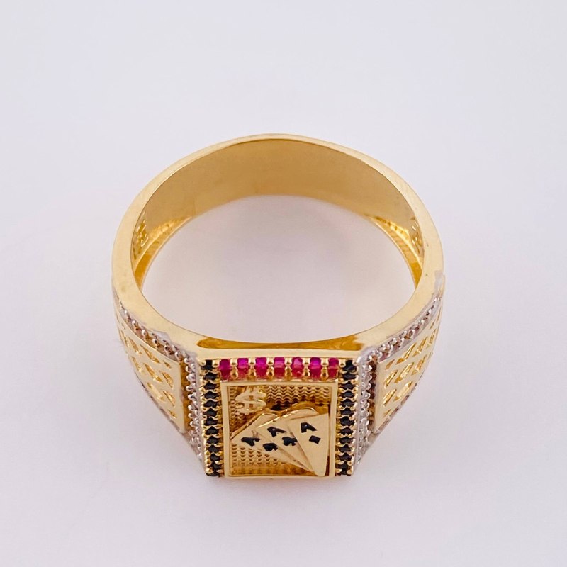 Poker Filigree Ring 7.2 g / Size 10 1/4 Yellow Gold 18K