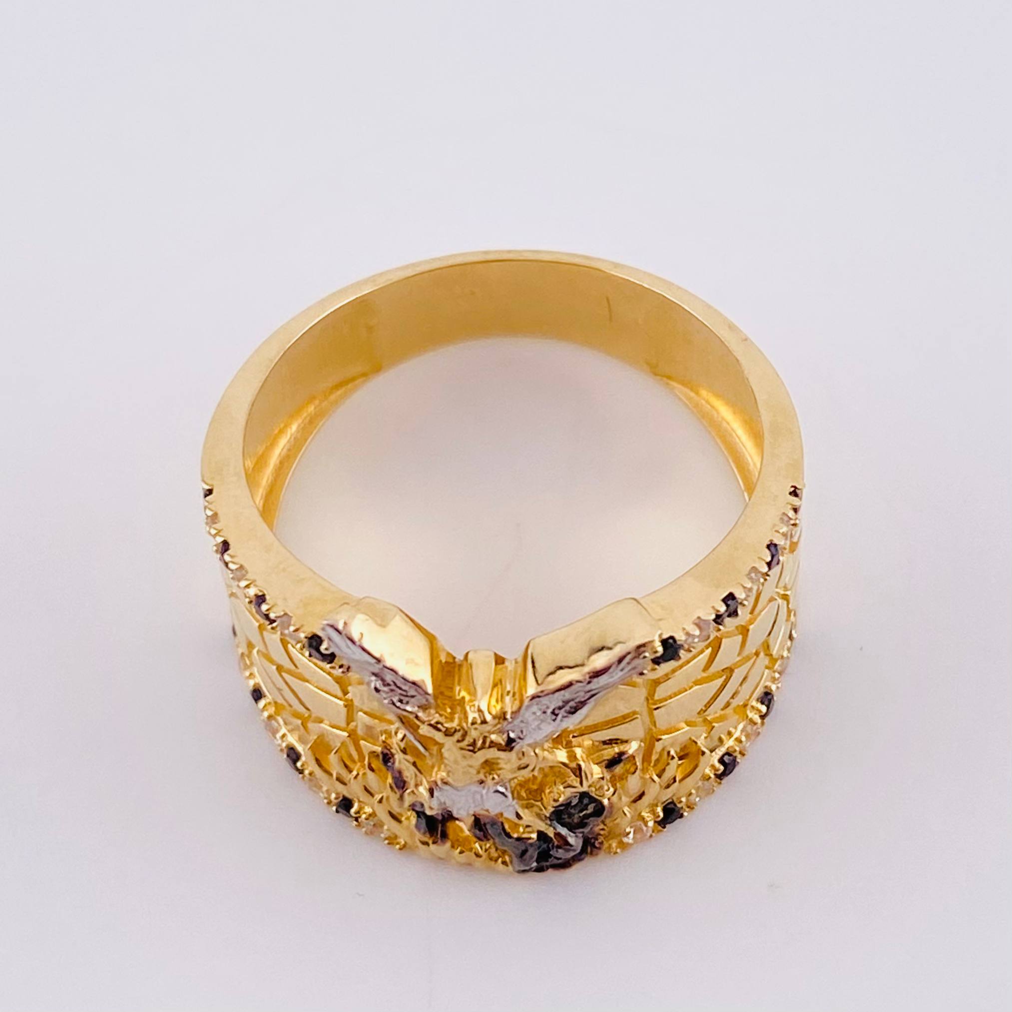 Anillo Sinturon San Miguel 8.75 g / T10 Dos Oros Amarillo Blanco 18K